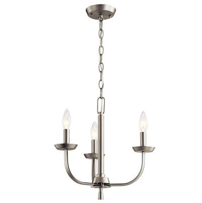 Kichler Lighting Kennewick 3-Light Mini Chandelier in Brushed Nickel