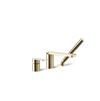 Kohler Parallel Deck-mount Bath Faucet with Handshower - Vibrant French Gold