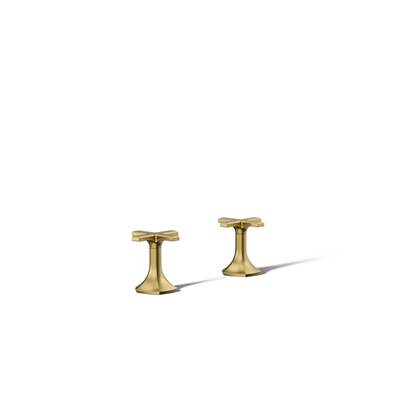 Kohler Occasion Deck-mount Bath Faucet Handles with Cross Design - Vibrant Brushed Moderne Brass