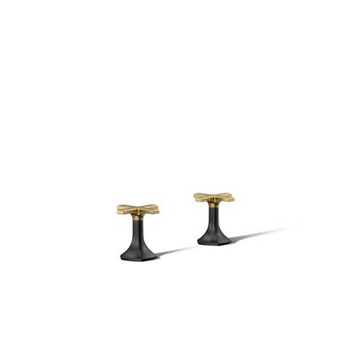 Kohler Occasion Deck-mount Bath Faucet Handles with Cross Design - Matte Black with Brushed...