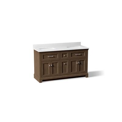 60'' bathroom vanity cabinet with sinks and quartz top