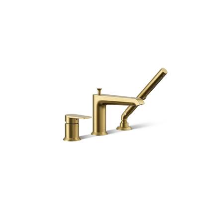 Kohler Hint Deck-mount bath faucet with handshower - Vibrant Brushed Moderne Brass