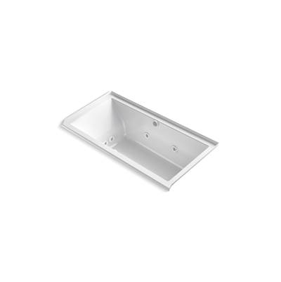 Kohler Underscore 60'' x 30'' alcove Heated BubbleMassageE air bath with whirlpool, right drain - White