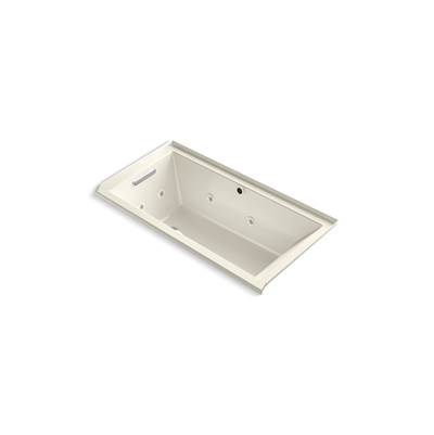 Kohler Underscore 60'' x 30'' alcove Heated BubbleMassageE air bath with whirlpool, left drain - Biscuit
