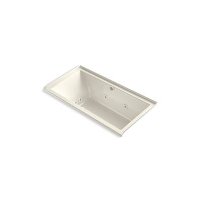 Kohler Underscore 60'' x 30'' alcove Heated BubbleMassageE air bath with whirlpool, right drain - Biscuit