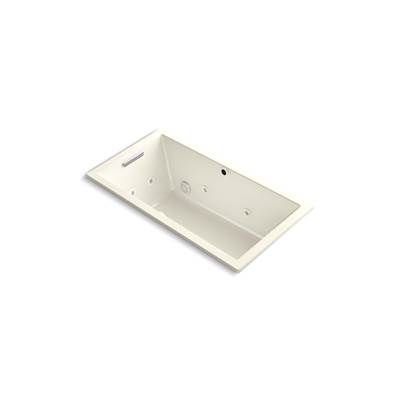 Kohler Underscore 60'' x 32'' drop-in Heated BubbleMassageE air bath with whirlpool - Biscuit