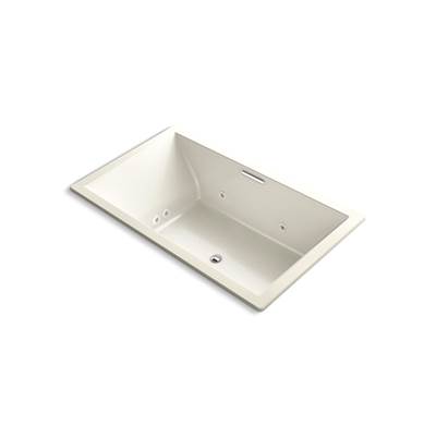 Kohler Underscore 72'' x 42'' drop-in Heated BubbleMassageE air bath with whirlpool - Biscuit