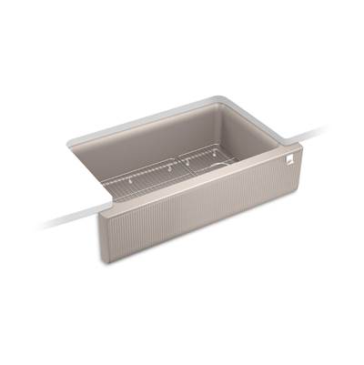 Cairn 34'' undermount single-bowl farmhouse kitchen sink with fluted design
