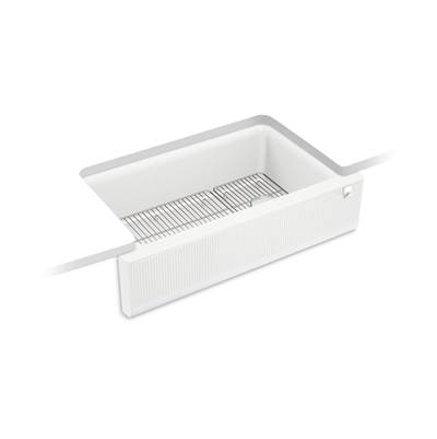 Cairn 34'' undermount single-bowl farmhouse kitchen sink with fluted design