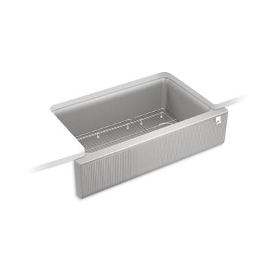 Cairn 34'' undermount single-bowl farmhouse kitchen sink with fluted design