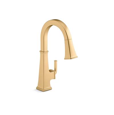 Kohler Riff Pull-down kitchen sink faucet with three-function sprayhead - Vibrant Brushed Moderne Brass