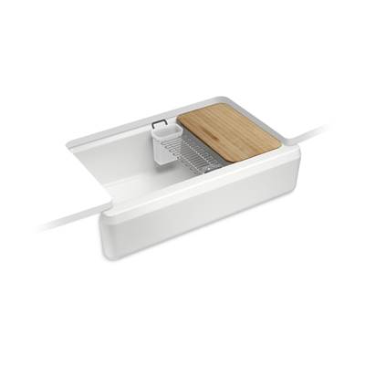 Kohler Riverby 35-3/4'' undermount single-bowl farmhouse workstation kitchen sink - Sea Salt