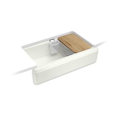 Kohler Riverby 35-3/4'' undermount single-bowl farmhouse workstation kitchen sink - Dune