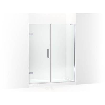 ComponentsE Frameless pivot shower door, 71-3/4'' H x 58 - 58-3/4'' W, with 3/8'' thick Crystal Clear glass