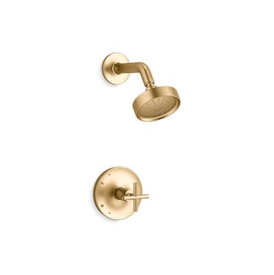 Kohler Purist Rite-temp Shower Trim Kit with Cross Handle, 1.75 Gpm - Vibrant Brushed Moderne Brass