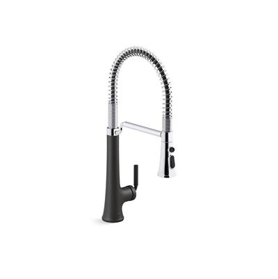 Kohler Tone Semi-professional pull-down kitchen sink faucet with three-function sprayhead - Polished Chrome With Matte Black
