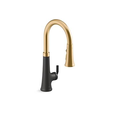 Kohler | Tone | Pull Down Kitchen Faucet - Matte Black With Brushed Moderne Brass