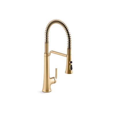 Kohler Tone Semi-professional pull-down kitchen sink faucet with three-function sprayhead - Vibrant Brushed Moderne Brass