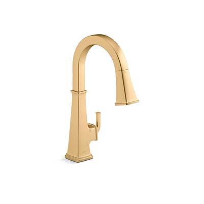 Kohler Riff Touchless pull-down kitchen sink faucet with three-function sprayhead - Vibrant Brushed Moderne Brass