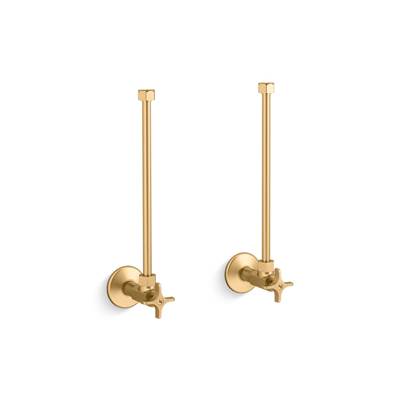Kohler Pair 1/2'' NPT Angle Supplies with Stop, Cross Handle and Annealed Vertical Tube - Vibrant...