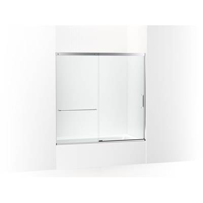Elate Sliding bath door, 56-3/4'' H x 56-1/4 - 59-5/8'' W with heavy 5/16'' thick Crystal Clear glass - Bright Silver