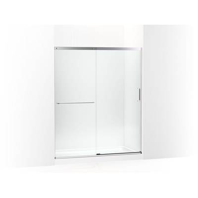 Elate Sliding shower door, 70-1/2'' H x 56-1/4 - 59-5/8'' W, with 1/4'' thick Crystal Clear glass - Bright Silver