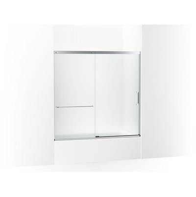 Elate Sliding bath door, 56-3/4'' H x 56-1/4 - 59-5/8'' W, with 1/4'' thick Frosted glass - Bright Silver