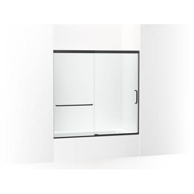 Elate Sliding bath door, 56-3/4'' H x 56-1/4 - 59-5/8'' W with heavy 5/16'' thick Crystal Clear glass - Matte Black