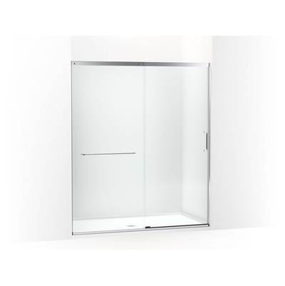 Elate Sliding shower door, 75-1/2'' H x 62-1/4 - 65-5/8'' W, with heavy 5/16'' thick Crystal Clear glass - Bright Silver