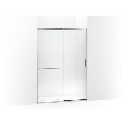 Elate Sliding shower door, 75-1/2'' H x 50-1/4 - 53-5/8'' W, with heavy 5/16'' thick Crystal Clear glass - Bright Silver