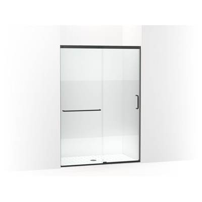 Elate Sliding shower door, 75-1/2'' H x 50-1/4 - 53-5/8'' W, with heavy 5/16'' thick Crystal Clear glass with privacy band - Matte Black