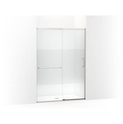 Elate Sliding shower door, 75-1/2'' H x 50-1/4 - 53-5/8'' W, with heavy 5/16'' thick Crystal Clear glass with privacy band - Matte Nickel