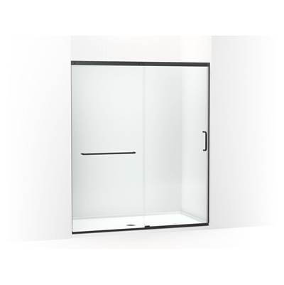 Elate Sliding shower door, 75-1/2'' H x 62-1/4 - 65-5/8'' W, with heavy 5/16'' thick Crystal Clear glass - Matte Black