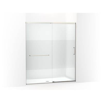 Elate Sliding shower door, 75-1/2'' H x 62-1/4 - 65-5/8'' W with heavy 5/16'' thick Crystal Clear glass with privacy band - Matte Nickel