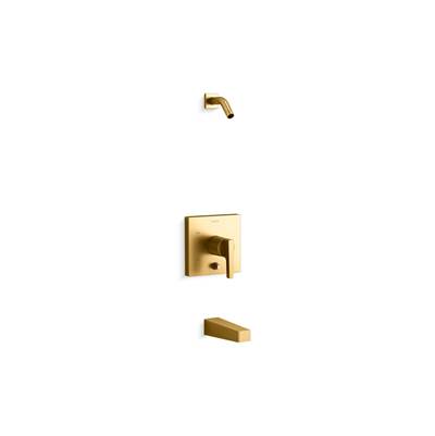 Kohler Honesty Rite-Temp bath and shower trim kit with push-button diverter, without showerhead - Vibrant Brushed Moderne Brass