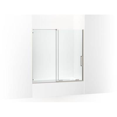 Echelon Sliding bath door, 58-1/4'' H x 55-3/4 - 59-3/4'' W, with 5/16'' thick Crystal Clear glass - Anodized Brushed Nickel