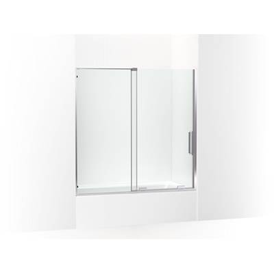 Echelon Sliding bath door, 58-1/4'' H x 55-3/4 - 59-3/4'' W, with 5/16'' thick Crystal Clear glass - Bright Polished Silver