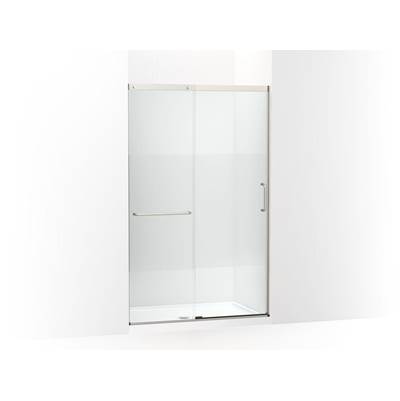 Elate Sliding shower door, 75-1/2'' H x 44-1/4 - 47-5/8'' W, with heavy 5/16'' thick Crystal Clear glass with privacy band - Matte Nickel