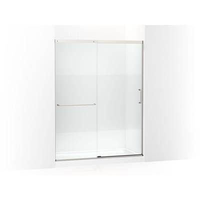 Elate Sliding shower door, 75-1/2'' H x 56-1/4 - 59-5/8'' W, with heavy 5/16'' thick Crystal Clear glass with privacy band - Matte Nickel