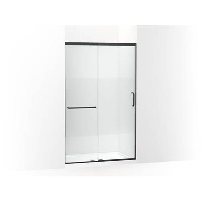 Elate Sliding shower door, 75-1/2'' H x 44-1/4 - 47-5/8'' W, with heavy 5/16'' thick Crystal Clear glass with privacy band - Matte Black
