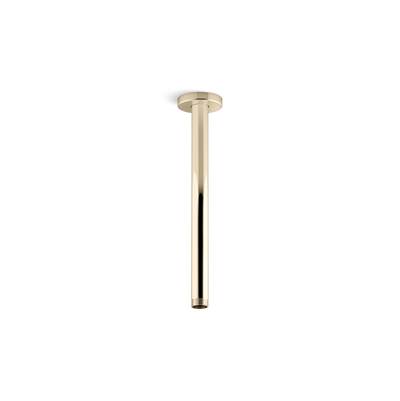Kohler Statement 12'' ceiling-mount single-function rainhead arm and flange - Vibrant French Gold
