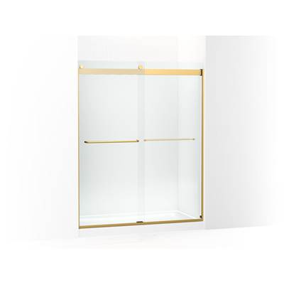 Kohler Levity 74'' H Sliding Shower Door with 1/4''-thick Glass - Vibrant Brushed Moderne Brass