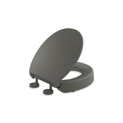 Elevated Quiet-CloseE round-front toilet seat - Thunder Grey