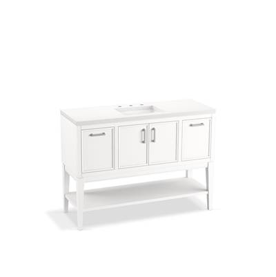 Kohler Winnow 48'' bathroom vanity cabinet with sink and quartz top - White