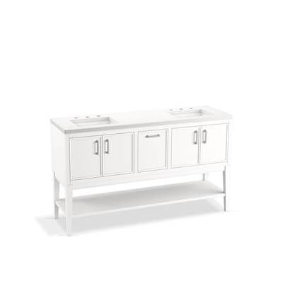 Kohler Winnow 60'' bathroom vanity cabinet with sinks and quartz top - White