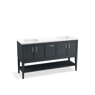 Kohler Winnow 60'' bathroom vanity cabinet with sinks and quartz top - Slate Grey