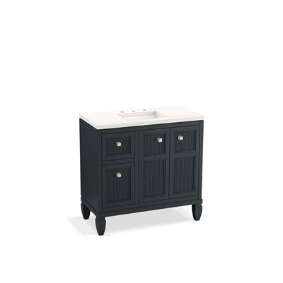 Hearthaven 36'' bathroom vanity cabinet with sink and quartz top - Slate Grey