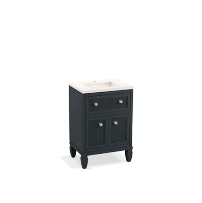 Hearthaven 24'' bathroom vanity cabinet with sink and quartz top - Slate Grey