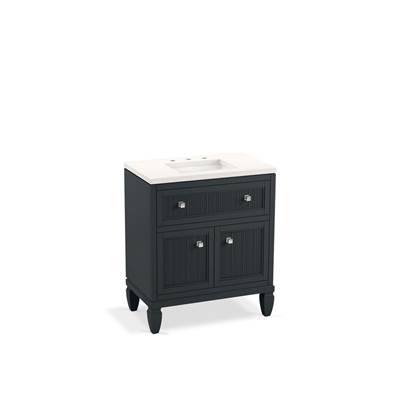 Hearthaven 30'' bathroom vanity cabinet with sink and quartz top - Slate Grey