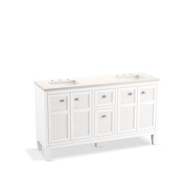 Hearthaven 60'' bathroom vanity cabinet with sinks and quartz top